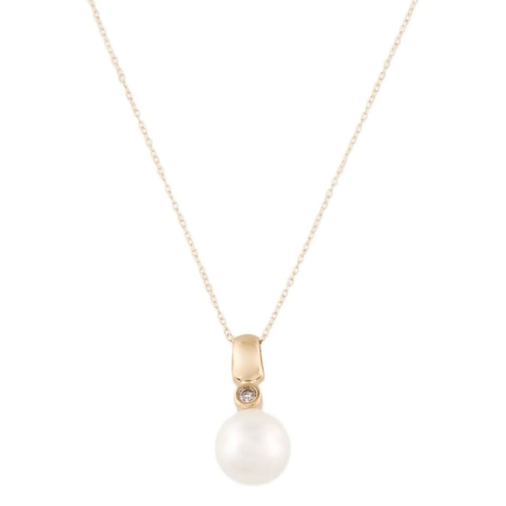 14k Pearl & Diamond Necklace